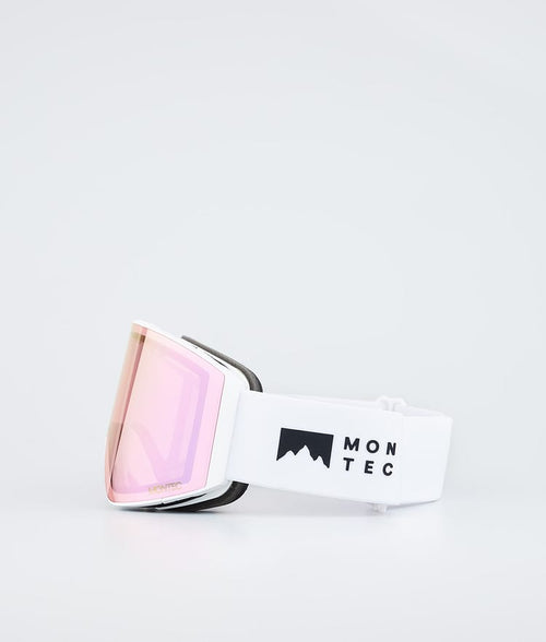 Masque De Ski – Blanc Avec Écran Miroir Rose Saphir